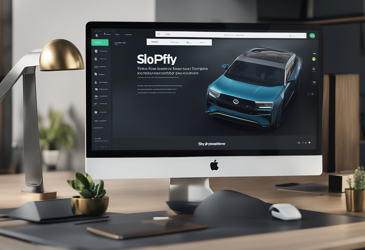 A computer screen displaying a customized Shopify theme with engaging visuals and clear call-to-action buttons