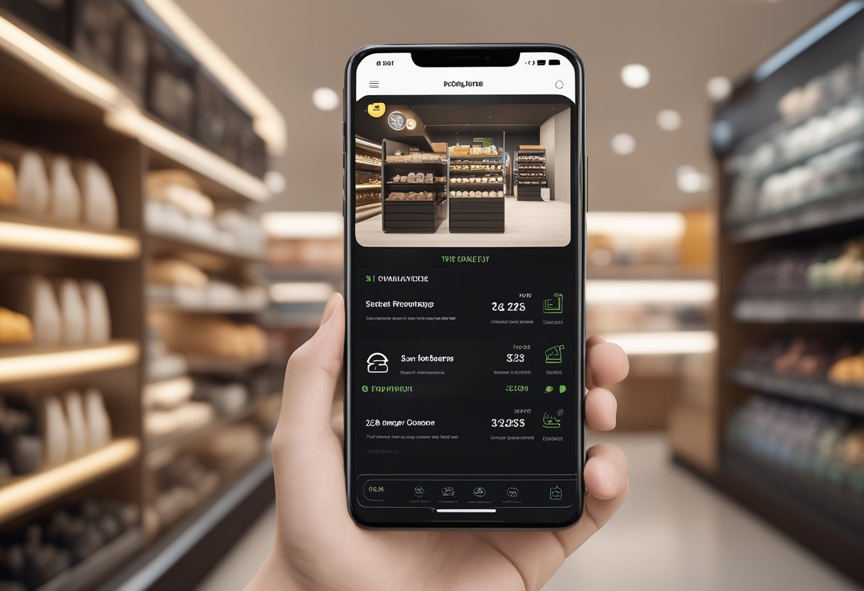 A mobile screen displaying a sleek and modern shopping app interface with interactive elements that captivate and engage shoppers